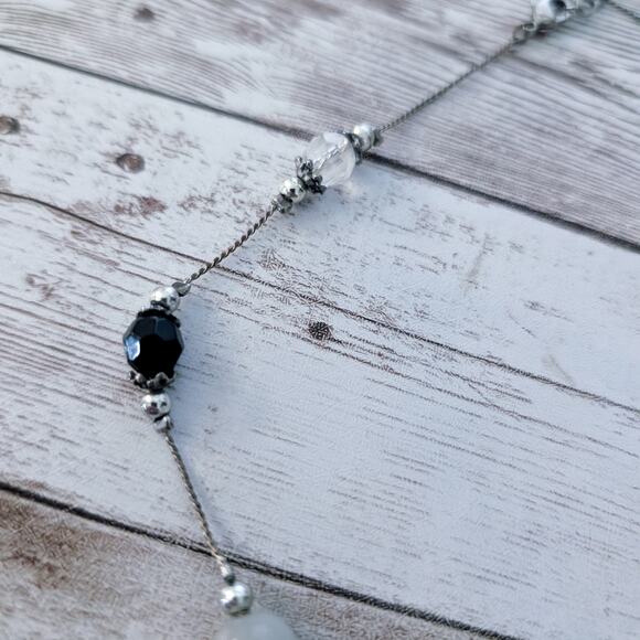 Silver Tone Necklaces with Black & White-ish Accents - Tarnished - Picture 6 of 8
